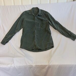 Silk and Cotton Green Mens Casual Button-Up Martin Gordon Shirt Size Medium